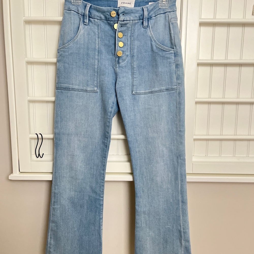 Frame Denim Blue Flare Wide Leg Jeans
